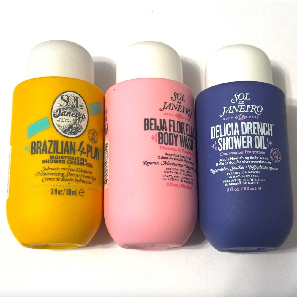 New 3 Pc Lot of Sol de Janeiro Body Wash Cream Shower Oil 3 oz/50 ml each